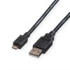 ROLINE USB 2.0 Kabel, USB A Male - Micro USB B Male, zwart, 0,15 m