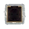 MINI Mechanizm gniazda bryzgoszczelnego z uziemieniem SCHUKO 2P+Z (klapka dymna, przesłony torów prądowych) złoty 29MGPB-1sdp