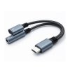 Adapter USB-C Jack 3,5 QOLTEC Przejściówka 2w1, Gniazdo Jack + Gniazdo USB-C