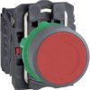Pushbutton, unlabeled, unlit, groping, 1 Form A (N/O) + 1 Form B (N/C), waistband round, red, front ring light gray, mounting Ø 