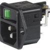 Combination element plug C14, 3 pole, screw mounting, plug-in connection, black, DC11.0031.001