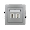 DECO Gniazdo podwójne 2xUSB-AA 3.0 srebrny metalik 7DGUSB-6