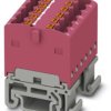 Distribution block, push-in connection, 0.14-2.5 mm², 12 pole, 17.5 A, 6 kV, pink, 3002977