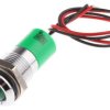 Lampka kontrolna do montażu panelowego 24V dc, zielona 14mm LED Chrom Wyprowadzenia RS PRO