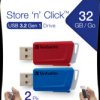 USB stick, 32 GB, with sliding mechanism, USB 3.2, red/blue, Verbatim 49308