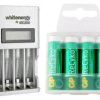 Ładowarka Whitenergy 6455 + 4 x R6/AA GP Recyko+ 2050mAh (box)