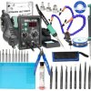 Zestaw stacja lutownicza 878D grot, cyna, topnik, odsysacz, pinceta, uchwyt, mata, cążki