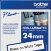 TZE-N251 Unlaminated labelling tape, black on white, 24 mm