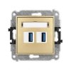 ICON Mechanizm gniazda podwójnego 2xUSB A-A 3.0 złoty 29IGUSB-6