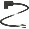 Sensor actuator cable, valve connector DIN form C, angled to open end, 2 pole + PE, 2 m, PVC, black, 4 A, 248529