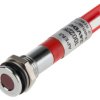 Lampka kontrolna do montażu panelowego 24V dc, czerwona 8mm LED Chrom Faston, oczko lutownicze RS PRO
