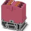 Distribution block, push-in connection, 0.14-4.0 mm², 6 pole, 24 A, 8 kV, pink, 3274117
