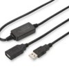 Kabel przedłużający USB 2.0 HighSpeed Typ USB A/USB A M/Ż aktywny czarny 15m DA-73101