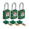 Kłódka LOTO SafeKey nylonowa, szekla stalowa 38 mm, zielona (3 szt.), 150341