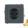 DECO Gniazdo pojedyncze z uziemieniem schuko (przesłony torów prądowych) grafitowy mat 28DGP-1sp KARLIK