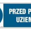 ZNAK - HF005 Przed pracą uziemić 15 x 5 cm FN - Folia samoprzylepna