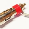 Gniazdo bananowe złote montaż ze sprężyną czerwony