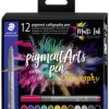 Staedtler Flamaster pigment calligraphy pen 375 C12 różne kolory 2 mm 12 szt.