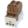 Blok rozdzielczy dystrybucyjny Al/Cu (max. 25mm2) na szynę TH35 brązowy SDB100 25 SIMBLOCK SIMET