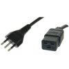 Power cord, Italy, plug type L, straight on C19 socket, straight, H05VV-F3G1.5 mm², black, 2.5 m, I/3/16-H05VVF3G150-C19/2,50M S