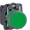 Pushbutton, unlabeled, unlit, groping, 1 Form A (N/O) + 1 Form B (N/C), waistband round, green, front ring light gray, mounting