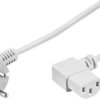 Kabel zasilający 230V 10A IEC320 C13 kąt 1,5m biał