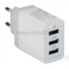 Ładowarka sieciowa 3x USB; QC 3.0; 30W biała
