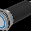 Vandal-proof pushbutton switch, silver, illuminated  (blue), 0.6 A/35 V, mounting Ø 22 mm, IP65/IP67, 82-6657.2124