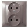 IMPRESJA Gniazdo podwójne z uziemieniem z funkcją niezamienności faz kompletne z ramką tytan GP-2YC/23 OSPEL