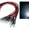 Dioda LED 5mm 12V biała;dyfuzyjna z przewodem 20cm;22mA;200mcd