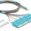 91048 Fiber optic pigtail fanout cable, 12x SC/UPC, OM3, 50/125 µm, 12
