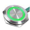 Przycisk chwilowy monostabilny wandaloodporny srebrny LED zielony 22mm