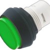 Pushbutton, illuminable, groping, waistband round, green, front ring black, mounting Ø 16.2 mm, 1.30.070.071/1505