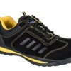 Shoes Trainer Black Leather Yellow Trim