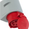 CEE wall socket, 5 pole, 16 A/400 V, red, 6 h, IP44, 115-6TT