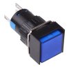 Blue Square Latching 16mm Push Button Switch NO/NC 12V