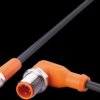 Sensor actuator cable, M12 cable plug, angled, A to M8 cable socket, straight, A, 3 pole/3 pole, 0.3 m, PUR, black, 3 A, EVC364