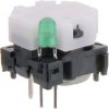 Short-stroke pushbutton, 1 Form A (N/O), 100 mA/28 V, illuminated, green, actuator (white, L 4.3 mm), 0.7 N, THT, 6425.4131