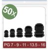 Quadrios 24CA388 Cable gland Black Polyamide 50 pcs PG7 PG9 PG11 PG13.5 PG16