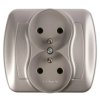 Simon Akord Gniazdo podwójne z/u 16A IP20 aluminium metalizowane AGZ2/26