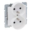 SUNO Gniazdo podwójne z uziemieniem z przesłoną zaciski automatyczne - możliwość montażu w ramkach wielokrotnych biały 721190 LE