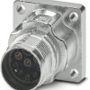 Surface mount socket, M17, 9 pole, crimp connection, standard/ONECLICK quick locking system, straight, 1628907