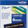 TZE-315 Laminated labelling tape, white on black, 6 mm