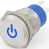 Vandal-proof pushbutton switch, 1 pole, silver, illuminated  (blue), 5 A/250 V, mounting Ø 19.2 mm, IP67, 3-2213766-9