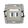 MINI Mechanizm gniazda podwójnego 2xUSB A-A 3.0 taupe 60MGUSB-6