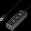HUE-S2BL USB 3.0, 4-port hub, 4xA USB-A cable, 120 cm