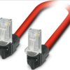 Patch cable, RJ45 plug, angled to RJ45 plug, angled, Cat 5, SF/TQ, PVC, 0.5 m, red, 1113276