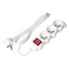 Przedłużacz 3 gniazda, kabel 1.5m, płaska wtyczka, 16A, 3G1.5, biały, z włącznikiem