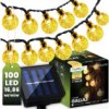 Girlanda Solarna Ogrodowa Lampki Solarne 100X Żarówka Led Kulki Na Balkon 16M...
