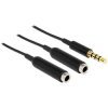 Delock 65575 Audio Jack Y-Cable 3.5mm 4-Pin Male to 2x Female 25cm Black